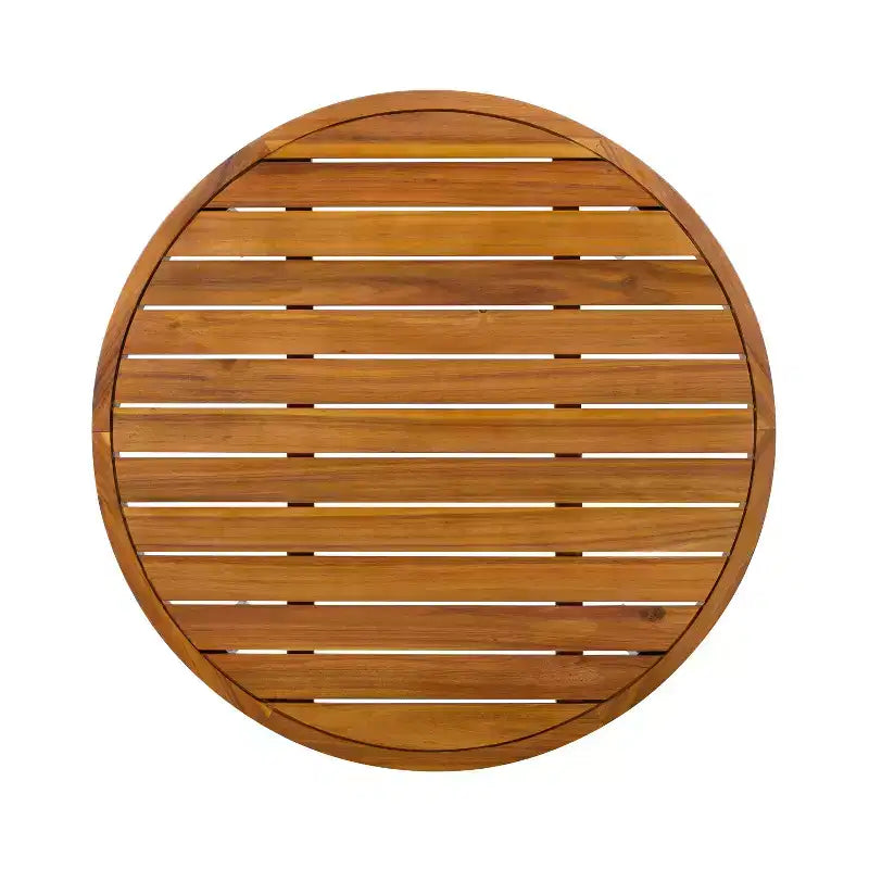 Yuna Ensemble de salon d'extérieur 4 pièces en bois d'acacia style rustique avec table ronde à lattes – Sanzelize Design