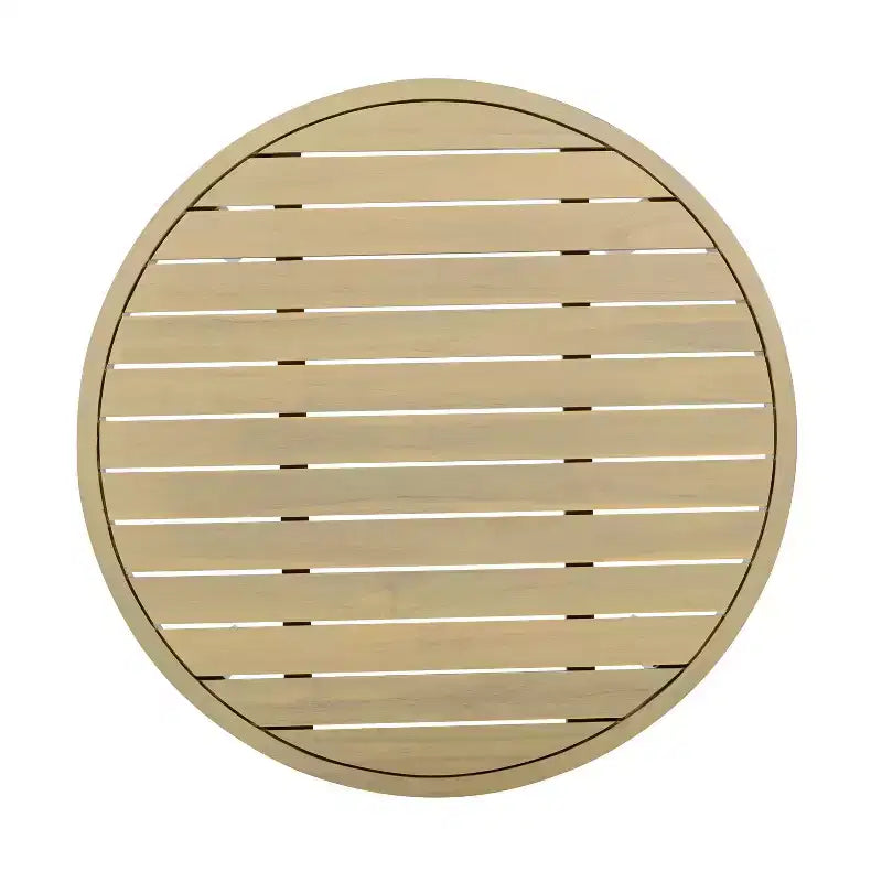 Yuna Ensemble de salon d'extérieur 4 pièces en bois d'acacia style rustique avec table ronde à lattes – Sanzelize Design