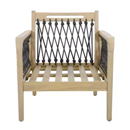 Yuna Ensemble de salon d'extérieur 4 pièces en bois d'acacia style rustique avec table ronde à lattes – Sanzelize Design