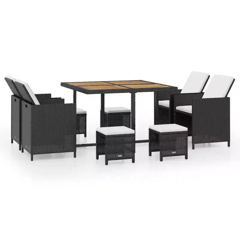Salon de Jardin Ensemble Table et Chaises Extérieur en Résine Tressée et Bois d'Acacia – Sanzelize Design