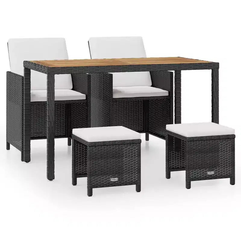 Salon de Jardin Ensemble Table et Chaises Extérieur en Résine Tressée et Bois d'Acacia – Sanzelize Design