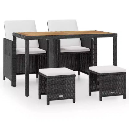 Salon de Jardin Ensemble Table et Chaises Extérieur en Résine Tressée et Bois d'Acacia – Sanzelize Design