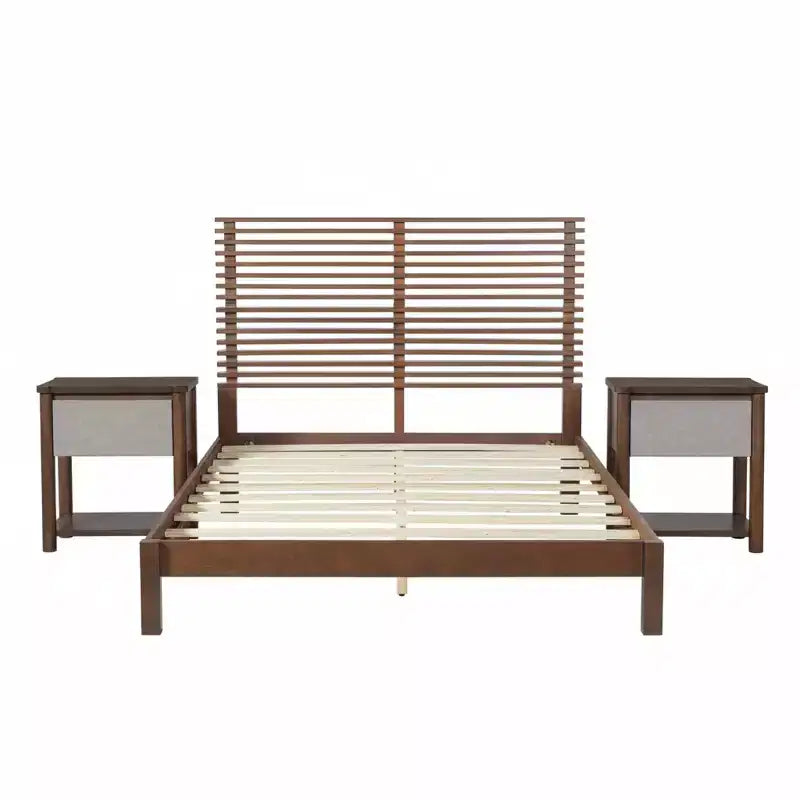 Ensemble de chambre Joy moderne 3 pièces en bois avec tête de lit et 2 tables de nuit – Sanzelize Design