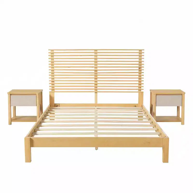 Ensemble de chambre Joy moderne 3 pièces en bois avec tête de lit et 2 tables de nuit – Sanzelize Design