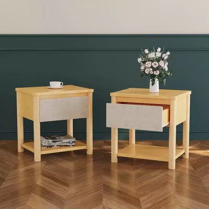 Ensemble de chambre Joy moderne 3 pièces en bois avec tête de lit et 2 tables de nuit – Sanzelize Design