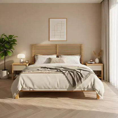 Ensemble de chambre Joy moderne 3 pièces en bois avec tête de lit et 2 tables de nuit – Sanzelize Design