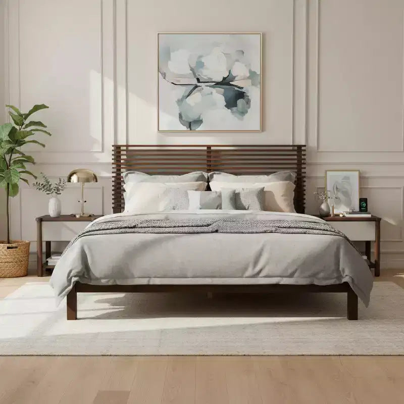 Ensemble de chambre Joy moderne 3 pièces en bois avec tête de lit et 2 tables de nuit – Sanzelize Design