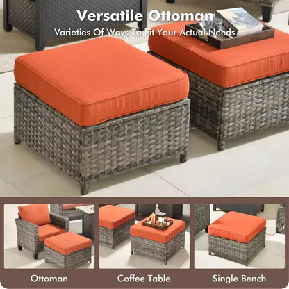 Ensemble de 7 pièces avec chaises pivotantes et table brasero, résistant aux intempéries – Sanzelize Design