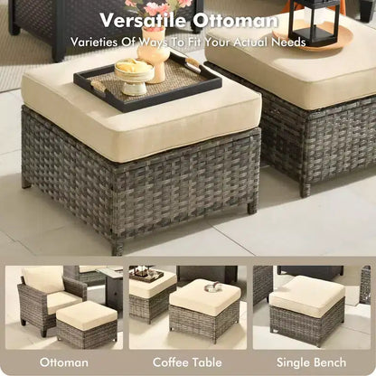 Ensemble de 7 pièces avec chaises pivotantes et table brasero, résistant aux intempéries – Sanzelize Design