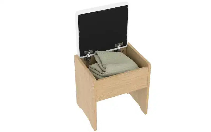 Coiffeuse moderne de 110 cm avec miroir et lumière, tiroirs, armoire en verre transparent – Sanzelize Design