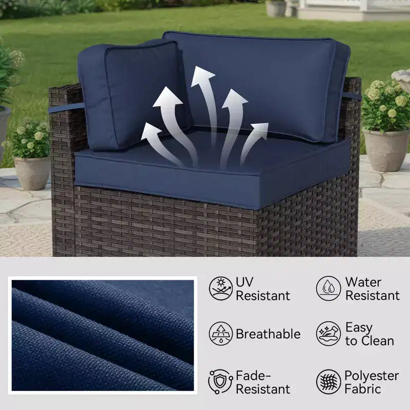 Ensemble de jardin 6 pièces: 4 chaises d'appoint, table de foyer marron et table basse en verre trempé pour des – Sanzelize Design