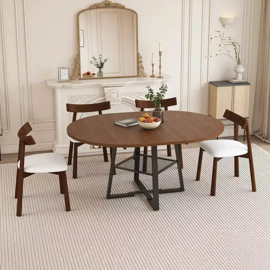 Ensemble de salle à manger extensible Raj Modern 5 pièces avec 4 chaises rembourrées en similicuir – Sanzelize Design