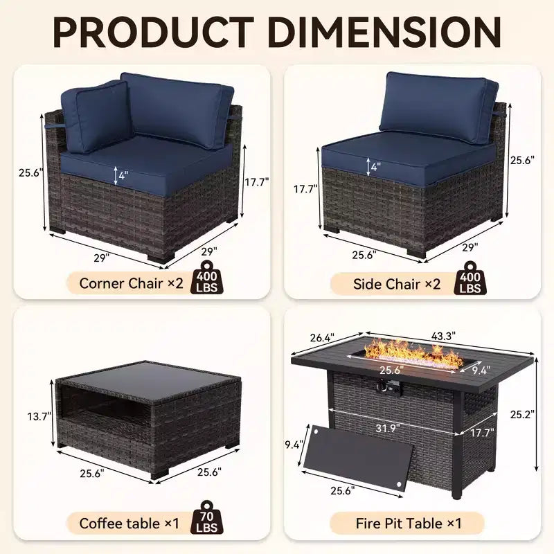 Salon de Jardin Premium avec Canapés d'Angle, Fauteuils d'Appoint et Table Basse Convertible Marron pour un Confort – Sanzelize Design
