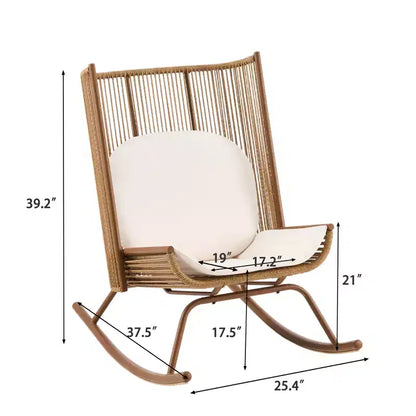 Ensemble de salle à manger de jardin 3 pièces Sunita Farmhouse avec table en bois d'acacia et chaises à bascule en fer – Sanzelize Design