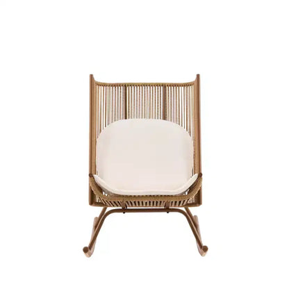 Ensemble de salle à manger de jardin 3 pièces Sunita Farmhouse avec table en bois d'acacia et chaises à bascule en fer – Sanzelize Design