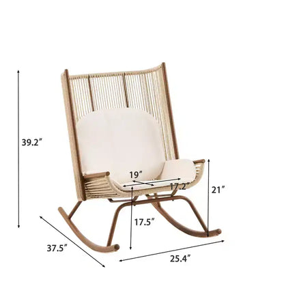Ensemble de salle à manger de jardin 3 pièces Sunita Farmhouse avec table en bois d'acacia et chaises à bascule en fer – Sanzelize Design