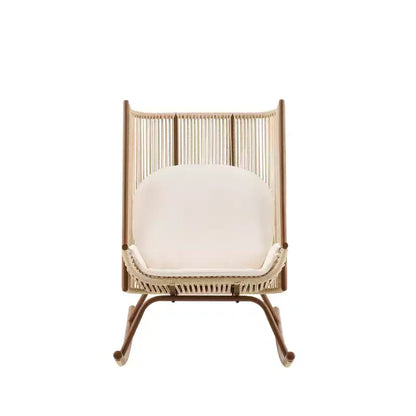 Ensemble de salle à manger de jardin 3 pièces Sunita Farmhouse avec table en bois d'acacia et chaises à bascule en fer – Sanzelize Design