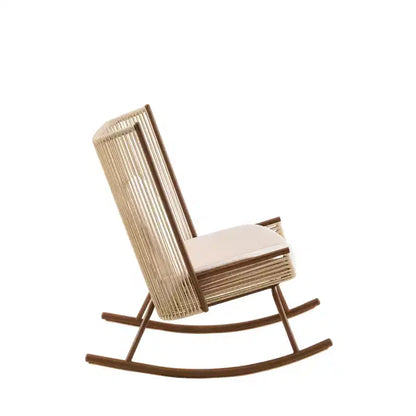 Ensemble de salle à manger de jardin 3 pièces Sunita Farmhouse avec table en bois d'acacia et chaises à bascule en fer – Sanzelize Design