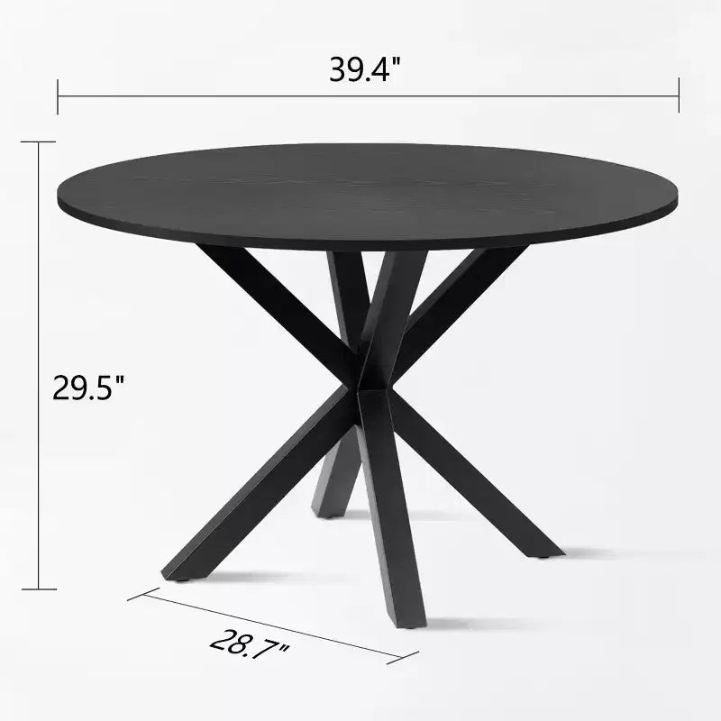 Ensemble de salle à manger moderne pour 4 personnes, table à pied central gain de place avec chaises tapissées en – Sanzelize Design