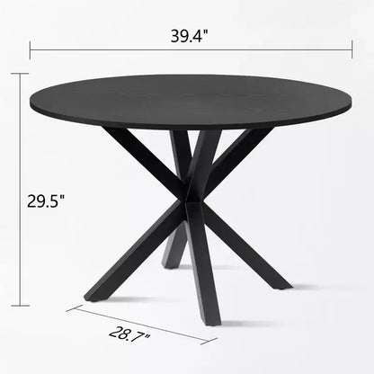 Ensemble de salle à manger moderne pour 4 personnes, table à pied central gain de place avec chaises tapissées en – Sanzelize Design
