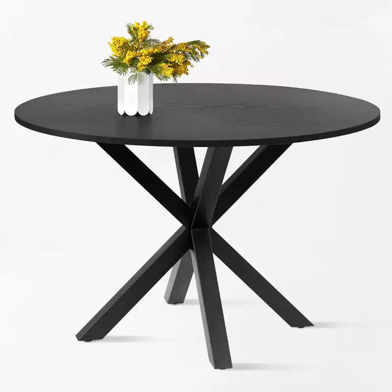Ensemble de salle à manger moderne pour 4 personnes, table à pied central gain de place avec chaises tapissées en – Sanzelize Design