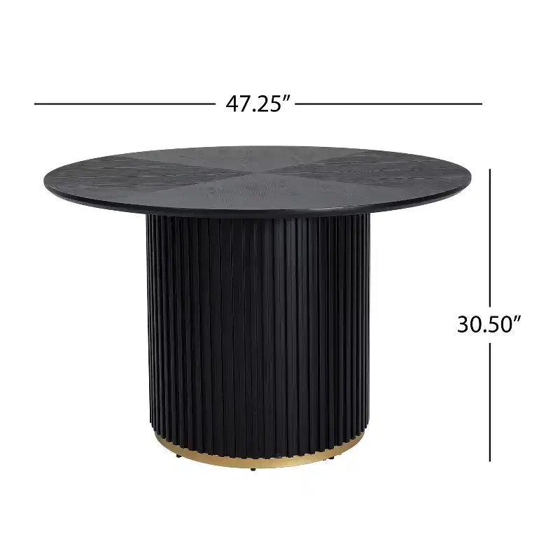 Sonal - Ensemble de salle à manger moderne de 5 pièces avec table ronde et 4 chaises rembourrées en bois d'hévéa – Sanzelize Design