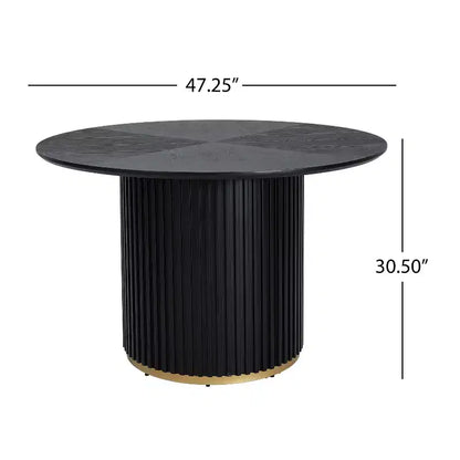 Sonal - Ensemble de salle à manger moderne de 5 pièces avec table ronde et 4 chaises rembourrées en bois d'hévéa – Sanzelize Design