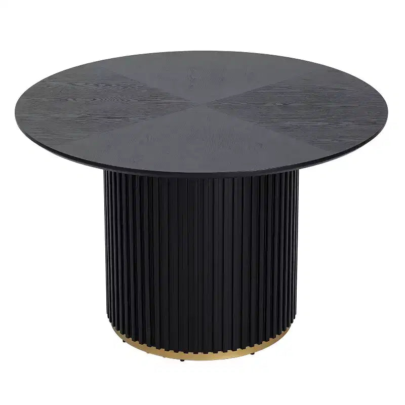 Sonal - Ensemble de salle à manger moderne de 5 pièces avec table ronde et 4 chaises rembourrées en bois d'hévéa – Sanzelize Design