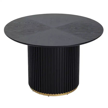 Sonal - Ensemble de salle à manger moderne de 5 pièces avec table ronde et 4 chaises rembourrées en bois d'hévéa – Sanzelize Design
