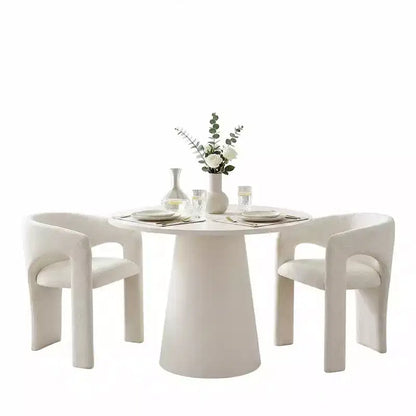 Petit ensemble de salle à manger pour 2 personnes, chaises rembourrées beiges, table à manger ronde sur pied – Sanzelize Design