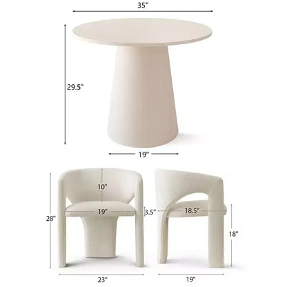Petit ensemble de salle à manger pour 2 personnes, chaises rembourrées beiges, table à manger ronde sur pied – Sanzelize Design