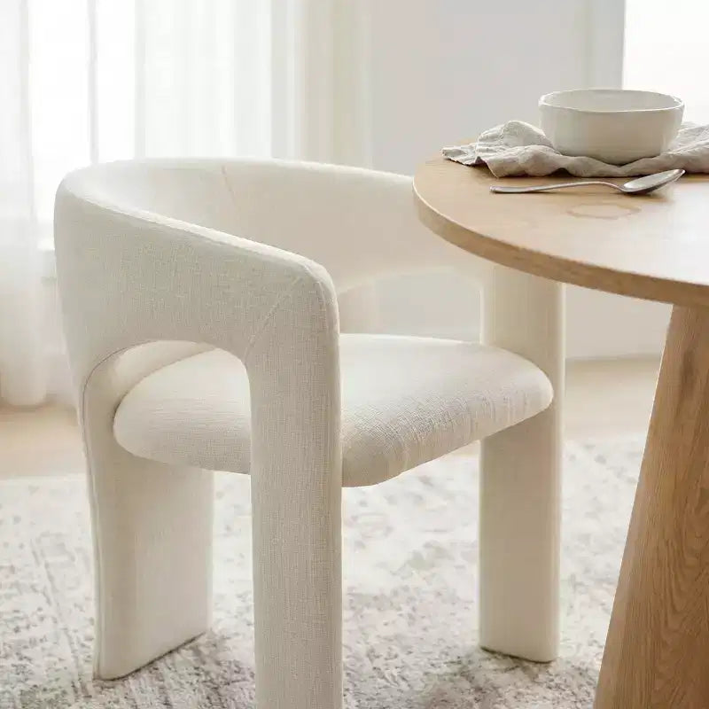 Petit ensemble de salle à manger pour 2 personnes, chaises rembourrées beiges, table à manger ronde sur pied – Sanzelize Design