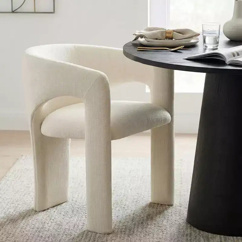 Petit ensemble de salle à manger pour 2 personnes, chaises rembourrées beiges, table à manger ronde sur pied – Sanzelize Design
