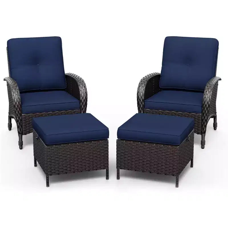 Ensemble de jardin extérieur: 2 chaises en osier et 2 poufs pour un confort et une durabilité ultimes – Sanzelize Design
