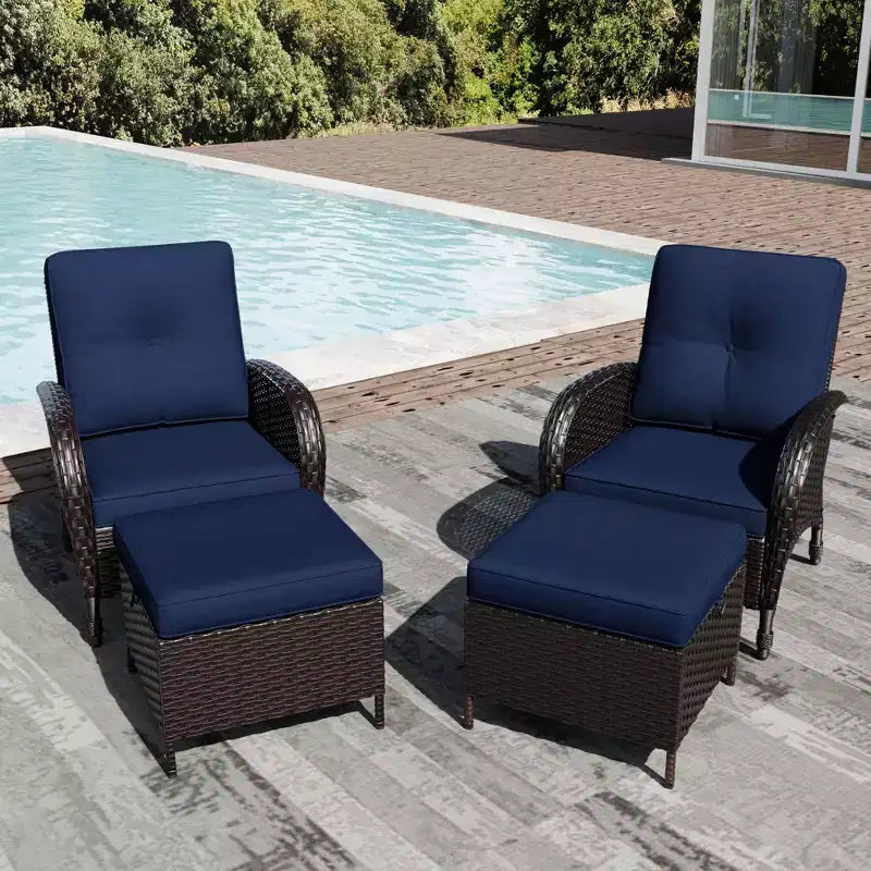 Ensemble de jardin extérieur: 2 chaises en osier et 2 poufs pour un confort et une durabilité ultimes – Sanzelize Design