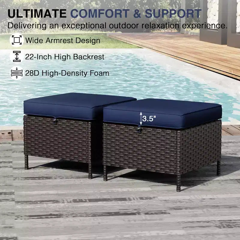 Ensemble de jardin extérieur: 2 chaises en osier et 2 poufs pour un confort et une durabilité ultimes – Sanzelize Design