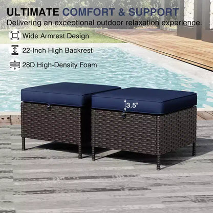 Ensemble de jardin extérieur: 2 chaises en osier et 2 poufs pour un confort et une durabilité ultimes – Sanzelize Design