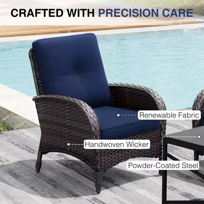 Ensemble de jardin extérieur: 2 chaises en osier et 2 poufs pour un confort et une durabilité ultimes – Sanzelize Design