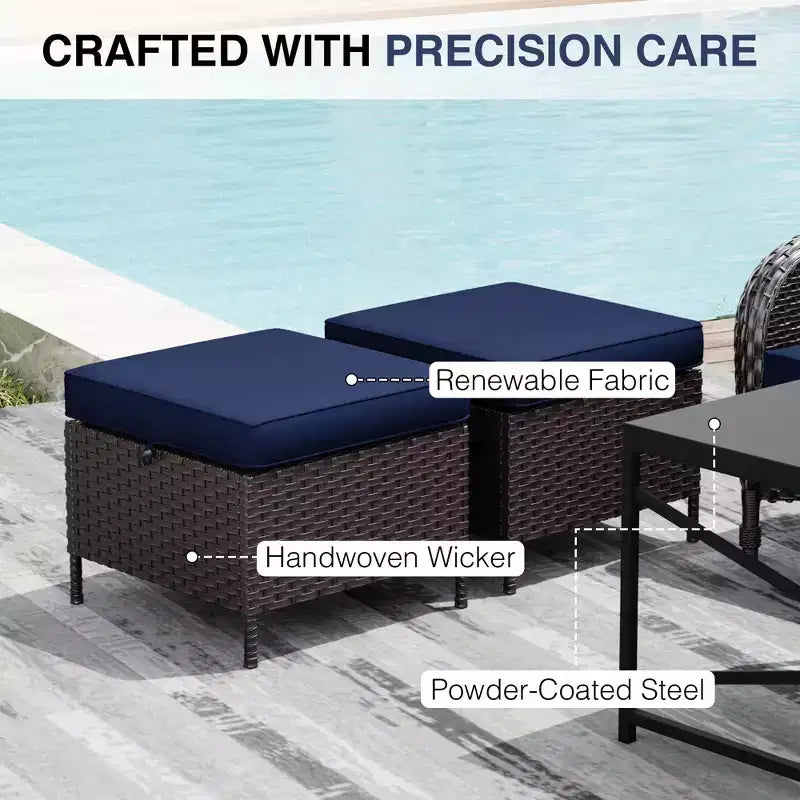 Ensemble de jardin extérieur: 2 chaises en osier et 2 poufs pour un confort et une durabilité ultimes – Sanzelize Design