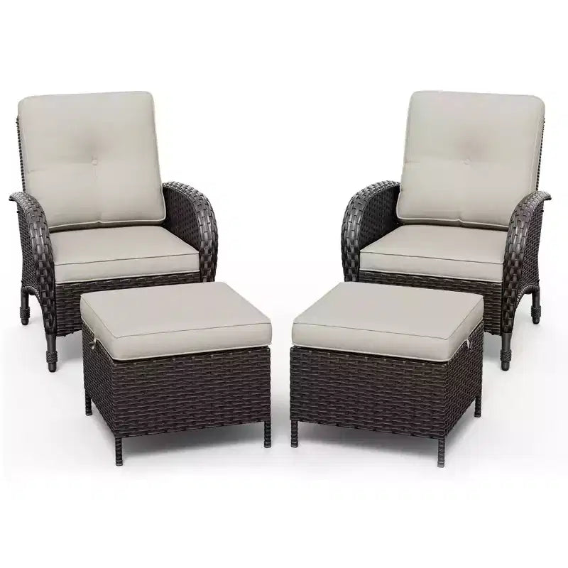 Ensemble de jardin extérieur: 2 chaises en osier et 2 poufs pour un confort et une durabilité ultimes – Sanzelize Design
