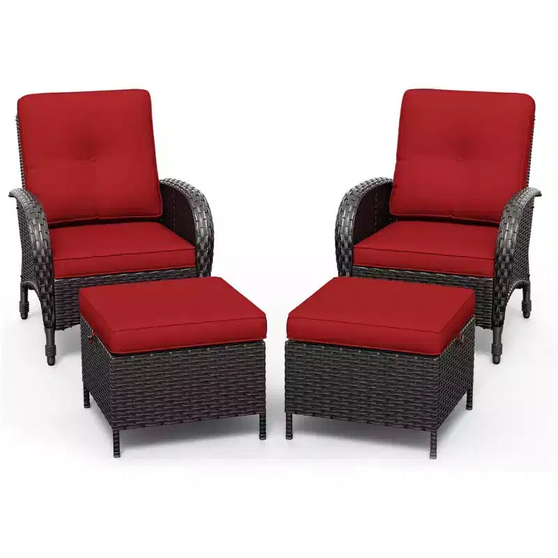 Ensemble de jardin extérieur: 2 chaises en osier et 2 poufs pour un confort et une durabilité ultimes – Sanzelize Design