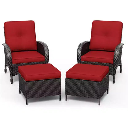 Ensemble de jardin extérieur: 2 chaises en osier et 2 poufs pour un confort et une durabilité ultimes – Sanzelize Design
