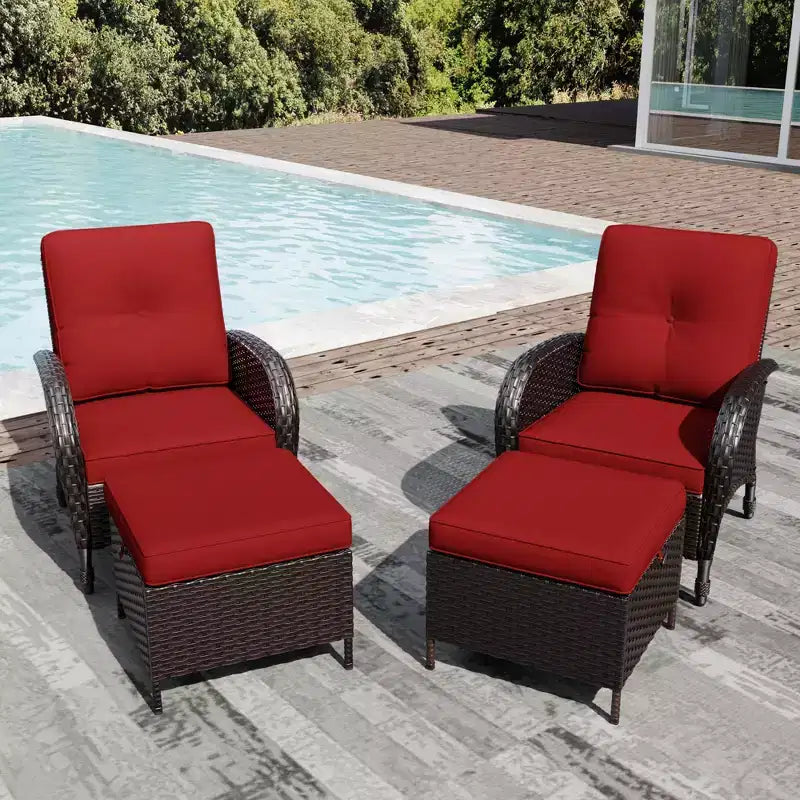 Ensemble de jardin extérieur: 2 chaises en osier et 2 poufs pour un confort et une durabilité ultimes – Sanzelize Design