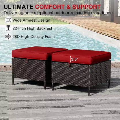 Ensemble de jardin extérieur: 2 chaises en osier et 2 poufs pour un confort et une durabilité ultimes – Sanzelize Design