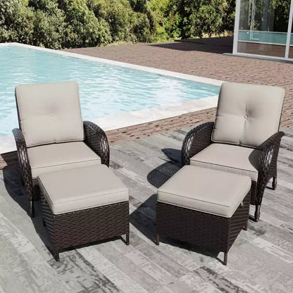 Ensemble de jardin extérieur: 2 chaises en osier et 2 poufs pour un confort et une durabilité ultimes – Sanzelize Design