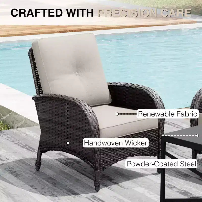 Ensemble de jardin extérieur: 2 chaises en osier et 2 poufs pour un confort et une durabilité ultimes – Sanzelize Design