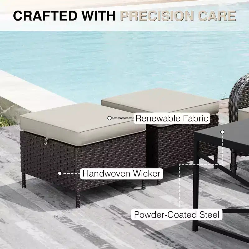 Ensemble de jardin extérieur: 2 chaises en osier et 2 poufs pour un confort et une durabilité ultimes – Sanzelize Design