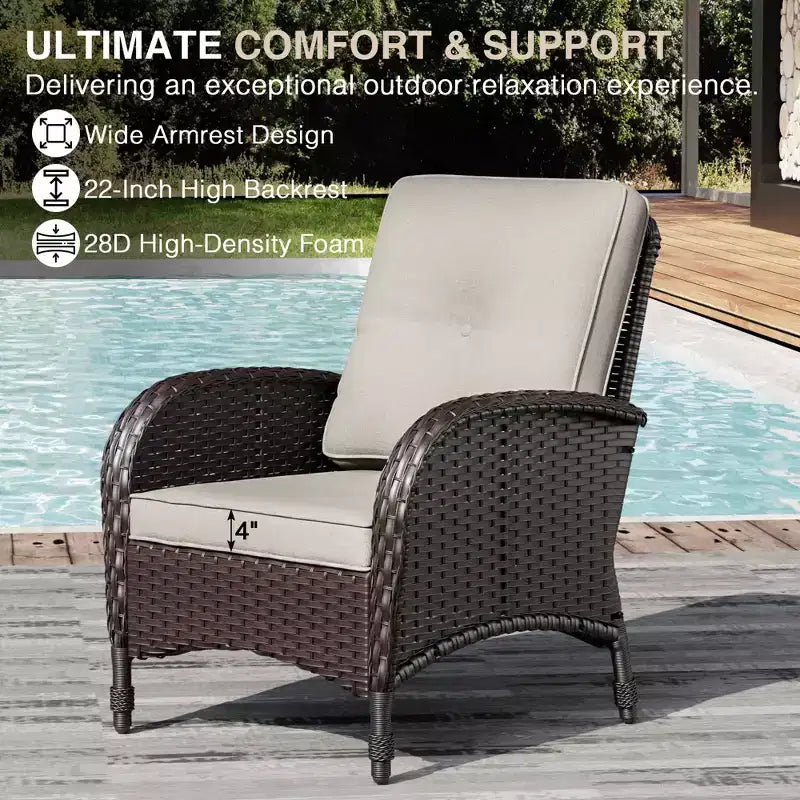 Ensemble de jardin extérieur: 2 chaises en osier et 2 poufs pour un confort et une durabilité ultimes – Sanzelize Design