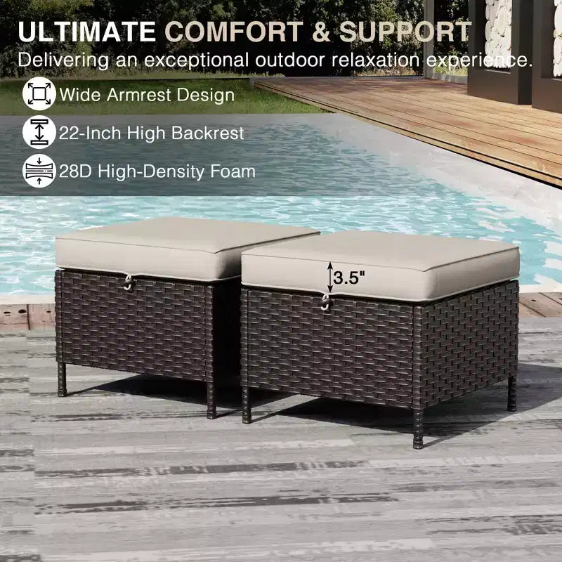 Ensemble de jardin extérieur: 2 chaises en osier et 2 poufs pour un confort et une durabilité ultimes – Sanzelize Design