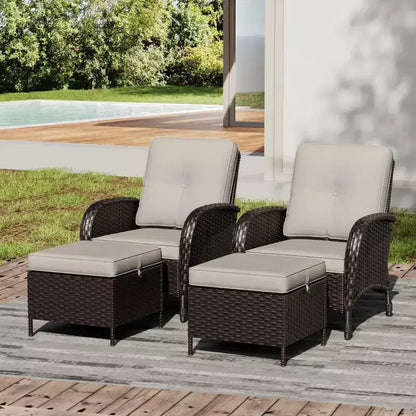 Ensemble de jardin extérieur: 2 chaises en osier et 2 poufs pour un confort et une durabilité ultimes – Sanzelize Design